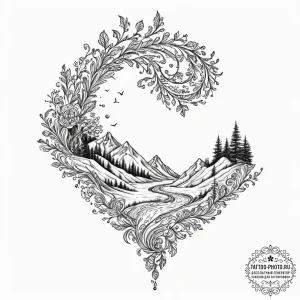 Tattoo design a winding river that flows upwa... - эскиз тату (№1751847651_0, 07.07.2025 00:20) — tattoo-photo.ru