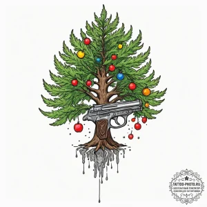 Tattoo sketch a tree that has grown around an... - эскиз тату (№1751848148_0, 07.07.2025 00:29) — tattoo-photo.ru
