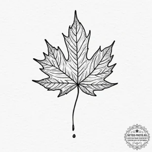 Tattoo design a single, falling autumn leaf w... - эскиз тату (№1751848784_0, 07.07.2025 00:39) — tattoo-photo.ru