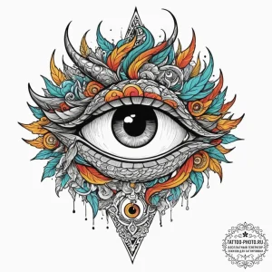 A linework tattoo of a dragon's eye, wise and... - эскиз тату (№1751849872_0, 07.07.2025 00:57) — tattoo-photo.ru