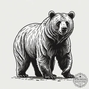 Tattoo sketch a detailed grizzly bear in a po... - эскиз тату (№1751850798_0, 07.07.2025 01:13) — tattoo-photo.ru