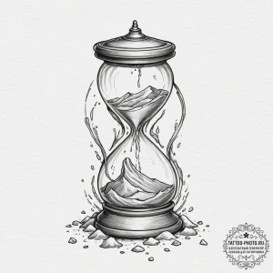 Tattoo sketch a person trapped inside an hour... - эскиз тату (№1751851302_0, 07.07.2025 01:21) — tattoo-photo.ru