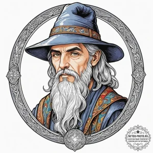 A neo-traditional portrait of merlin the wiza... - эскиз тату (№1751851470_0, 07.07.2025 01:24) — tattoo-photo.ru