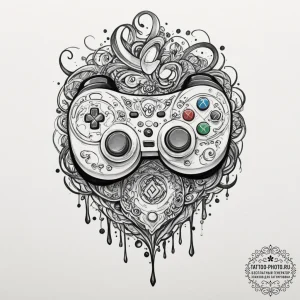 Tattoo sketch a controller's face buttons wit... - эскиз тату (№1751851554_0, 07.07.2025 01:25) — tattoo-photo.ru