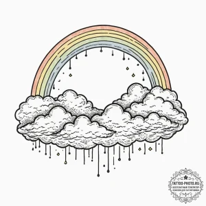Tattoo sketch a subtle rainbow arc forming be... - эскиз тату (№1751851806_0, 07.07.2025 01:30) — tattoo-photo.ru
