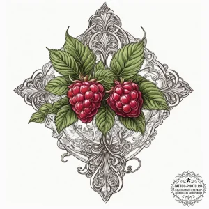 Raspberry, tattoo drawing outline, neo tradit... - эскиз тату (№1751852225_0, 07.07.2025 01:37) — tattoo-photo.ru