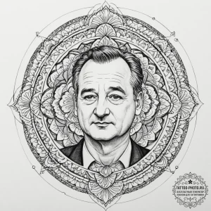 A neo-traditional portrait of bill murray fro... - эскиз тату (№1751852309_0, 07.07.2025 01:38) — tattoo-photo.ru