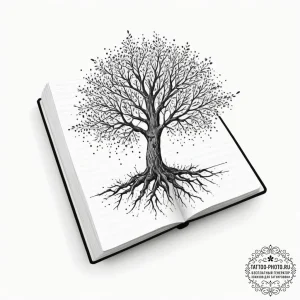 Tattoo design a single, powerful root of a tr... - эскиз тату (№1751853149_0, 07.07.2025 01:52) — tattoo-photo.ru