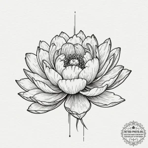 Tattoo design a blooming peony or lotus, larg... - эскиз тату (№1751853592_0, 07.07.2025 01:59) — tattoo-photo.ru