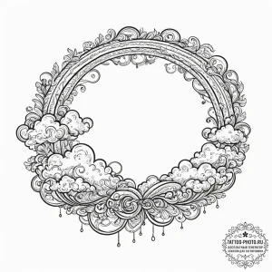 Tattoo sketch a subtle rainbow arc forming be... - эскиз тату (№1751853666_0, 07.07.2025 02:01) — tattoo-photo.ru