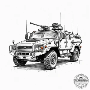 Tattoo design a generic military vehicle outl... - эскиз тату (№1751854331_0, 07.07.2025 02:12) — tattoo-photo.ru