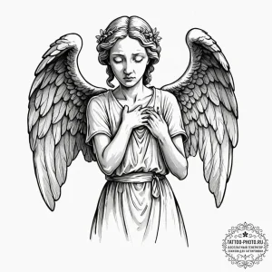 A linework tattoo of a weeping angel from doc... - эскиз тату (№1751854501_0, 07.07.2025 02:15) — tattoo-photo.ru