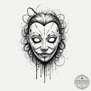 A sketch of a "gimp" mask, isolated on white,... - эскиз тату (№1751855343_0, 07.07.2025 02:29) — tattoo-photo.ru