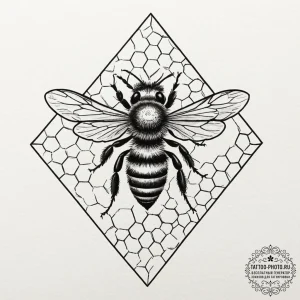 Tattoo sketch a subtle bee with a honeycomb p... - эскиз тату (№1751856106_0, 07.07.2025 02:41) — tattoo-photo.ru