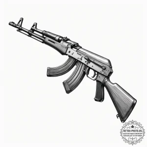 Ak-47 machine gun, concept art for tattoo, on... - эскиз тату (№1751856951_0, 07.07.2025 02:55) — tattoo-photo.ru