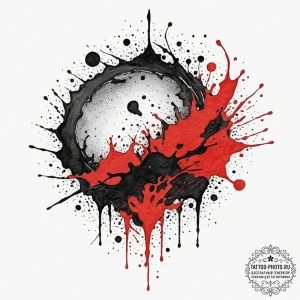 Tattoo sketch a single, heavy drop of ink fal... - эскиз тату (№1751857035_0, 07.07.2025 02:57) — tattoo-photo.ru