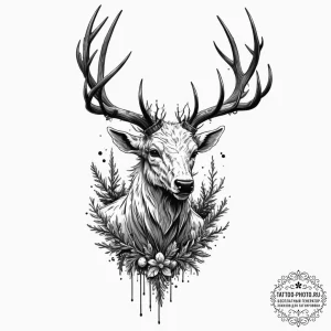 A trash polka composition of a wendigo, a cre... - эскиз тату (№1751858144_0, 07.07.2025 03:15) — tattoo-photo.ru