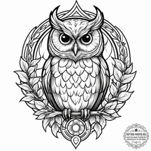 Neo-traditional tattoo design of the owl from... - эскиз тату (№1751860044_0, 07.07.2025 03:47) — tattoo-photo.ru