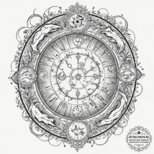 Tattoo sketch a dreamlike scene featuring the... - эскиз тату (№1751860392_0, 07.07.2025 03:53) — tattoo-photo.ru