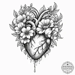 Tattoo sketch a delicate flower blooming from... - эскиз тату (№1751860903_0, 07.07.2025 04:01) — tattoo-photo.ru