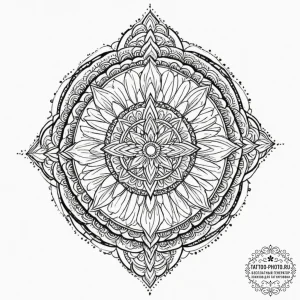 Tattoo sketch a stylized desert landscape wit... - эскиз тату (№1751861291_0, 07.07.2025 04:08) — tattoo-photo.ru