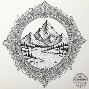 A mountain range symbol, artistic tattoo sket... - эскиз тату (№1751862567_0, 07.07.2025 04:29) — tattoo-photo.ru