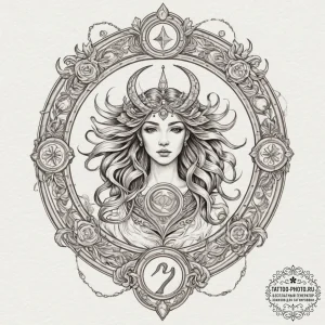 Tattoo design a zodiac symbol with a keyhole... - эскиз тату (№1751862658_0, 07.07.2025 04:30) — tattoo-photo.ru