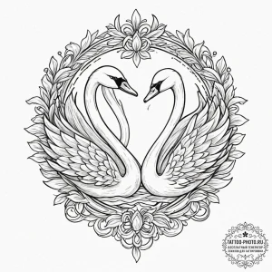 Tattoo design: a pair of swans, sacred to lad... - эскиз тату (№1751863081_0, 07.07.2025 04:38) — tattoo-photo.ru