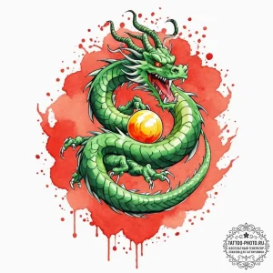 A watercolor tattoo of shenron the dragon, fr... - эскиз тату (№1751863941_0, 07.07.2025 04:52) — tattoo-photo.ru