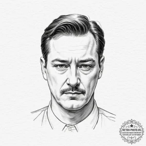 A sketch of the unsettlingly calm serial kill... - эскиз тату (№1751864110_0, 07.07.2025 04:55) — tattoo-photo.ru
