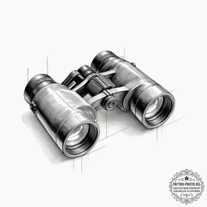 Tattoo sketch a pair of binoculars focused on... - эскиз тату (№1751864537_0, 07.07.2025 05:02) — tattoo-photo.ru