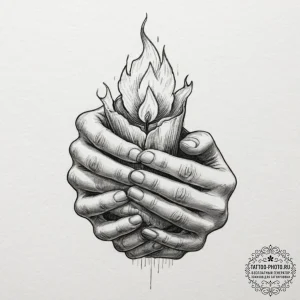 Tattoo design a pair of hands cupped together... - эскиз тату (№1751864958_0, 07.07.2025 05:09) — tattoo-photo.ru