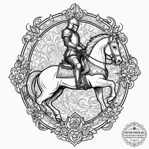 Knight jousting, tattoo flash sheet design, b... - эскиз тату (№1751865209_0, 07.07.2025 05:13) — tattoo-photo.ru