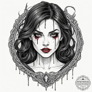A graphic novel portrait of a beautiful but d... - эскиз тату (№1751865462_0, 07.07.2025 05:17) — tattoo-photo.ru