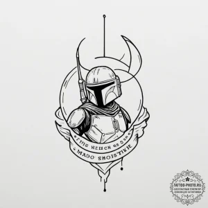 Linework design of the "this is the way" mant... - эскиз тату (№1751865798_0, 07.07.2025 05:23) — tattoo-photo.ru