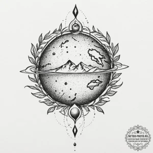 Tattoo design the surface of mars, with a sin... - эскиз тату (№1751865881_0, 07.07.2025 05:24) — tattoo-photo.ru
