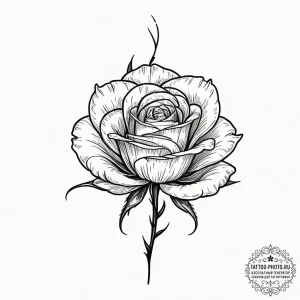 Tattoo sketch a single, delicate rosebud, sof... - эскиз тату (№1751866728_0, 07.07.2025 05:38) — tattoo-photo.ru