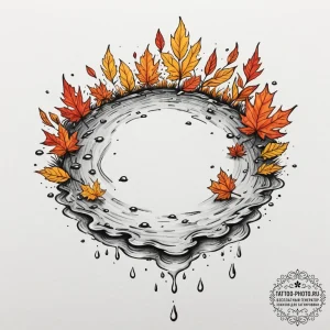 A shot of autumn leaves floating on the surfa... - эскиз тату (№1751867658_0, 07.07.2025 05:54) — tattoo-photo.ru