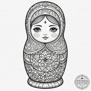 Matryoshka doll, tattoo sketch design, on a c... - эскиз тату (№1751868590_0, 07.07.2025 06:09) — tattoo-photo.ru