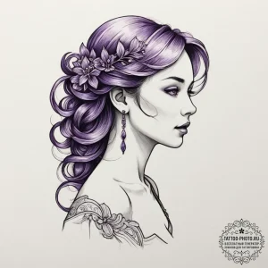 Violet, artistic tattoo sketch, rough sketchy... - эскиз тату (№1751868668_0, 07.07.2025 06:11) — tattoo-photo.ru