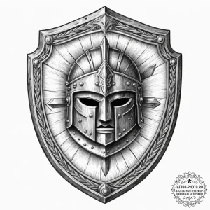 Tattoo sketch an ancient greek hoplite shield... - эскиз тату (№1751869431_0, 07.07.2025 06:23) — tattoo-photo.ru
