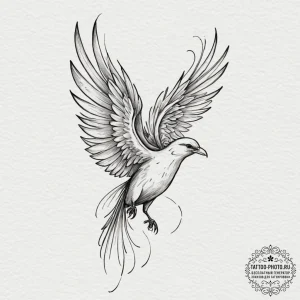 Sirin (mythical bird-woman), ink illustration... - эскиз тату (№1751869515_0, 07.07.2025 06:25) — tattoo-photo.ru