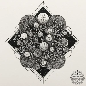 Tattoo design an abstract tattoo where a dens... - эскиз тату (№1751869599_0, 07.07.2025 06:26) — tattoo-photo.ru