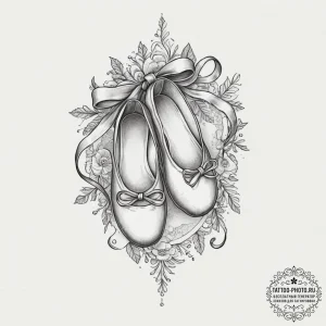 Tattoo design a graceful ballet slipper with... - эскиз тату (№1751871451_0, 07.07.2025 06:57) — tattoo-photo.ru