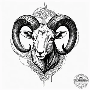 Tattoo sketch an aries ram's horn subtly curv... - эскиз тату (№1751871789_0, 07.07.2025 07:03) — tattoo-photo.ru