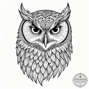 Tattoo design a powerful, unblinking owl's ey... - эскиз тату (№1751871873_0, 07.07.2025 07:04) — tattoo-photo.ru