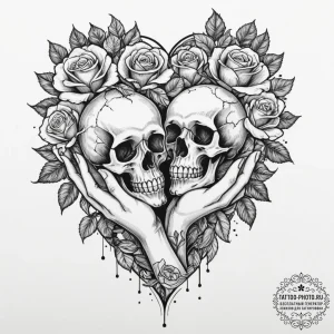 Tattoo design a heart made of two hands holdi... - эскиз тату (№1751872126_0, 07.07.2025 07:08) — tattoo-photo.ru