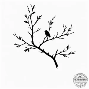 Tattoo design a silhouette of a tree branch w... - эскиз тату (№1751872376_0, 07.07.2025 07:12) — tattoo-photo.ru