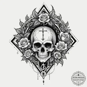 62. tattoo design: a "chernobog" rune with su... - эскиз тату (№1751873593_0, 07.07.2025 07:33) — tattoo-photo.ru