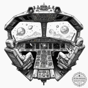 Tattoo design a detailed spaceship cockpit vi... - эскиз тату (№1751874189_0, 07.07.2025 07:43) — tattoo-photo.ru